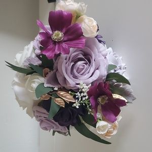 Purple White and Gold Rose Bouquet